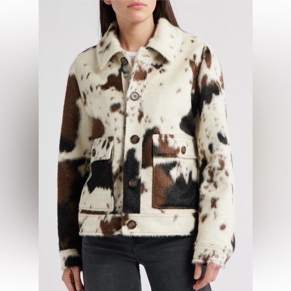 Bernardo Cow Print Faux Fur Jacket - Picture 6 of 7